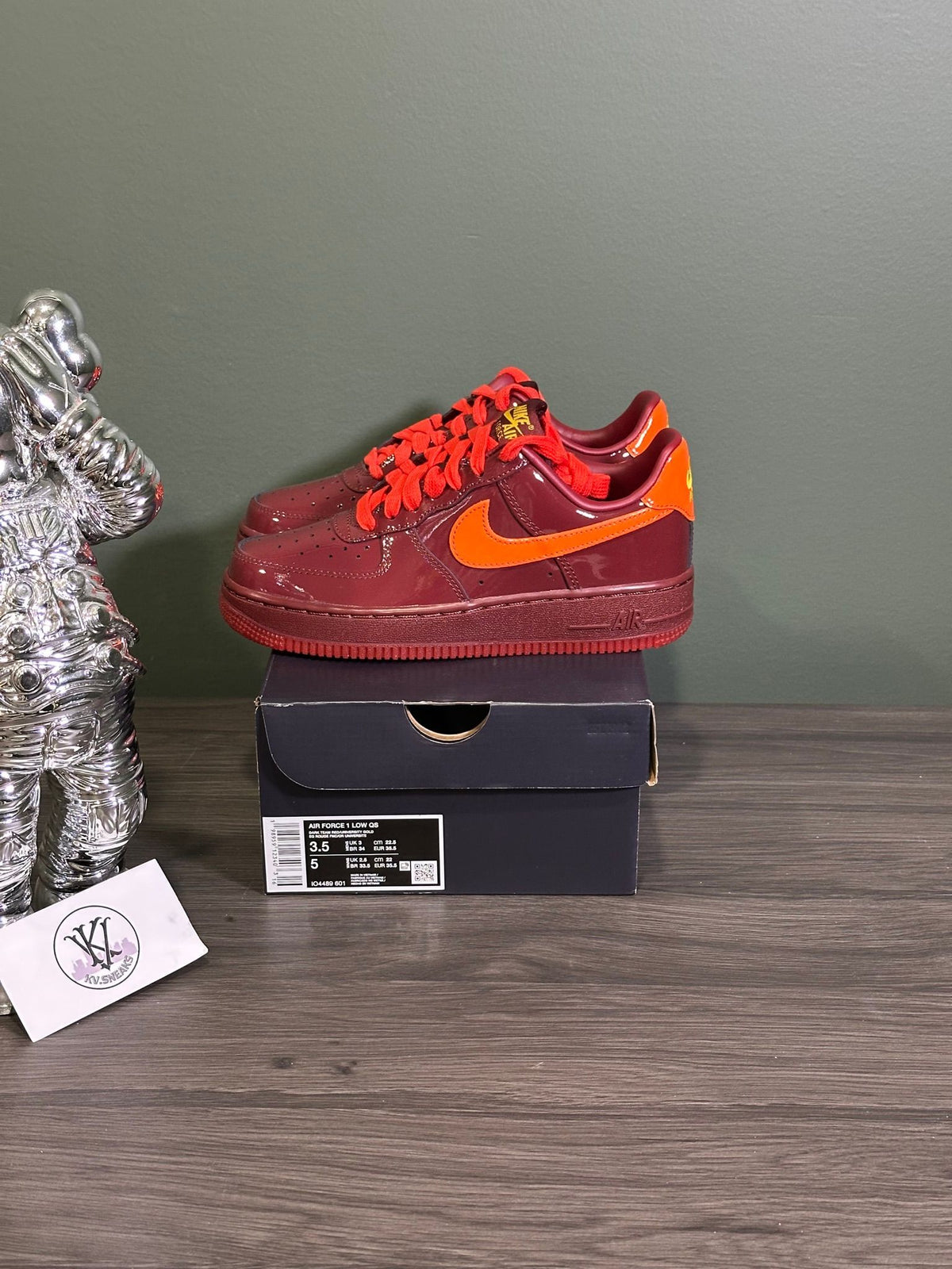 Nike Air Force 1 Low Patent Leather Dark Team Red Safety Orange