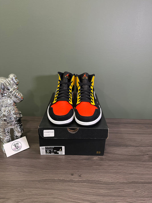 Jordan 1 Mid Black Amarillo Orange