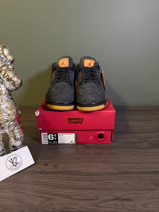Jordan 4 Retro Levi's Black (GS) (Blank Tag)