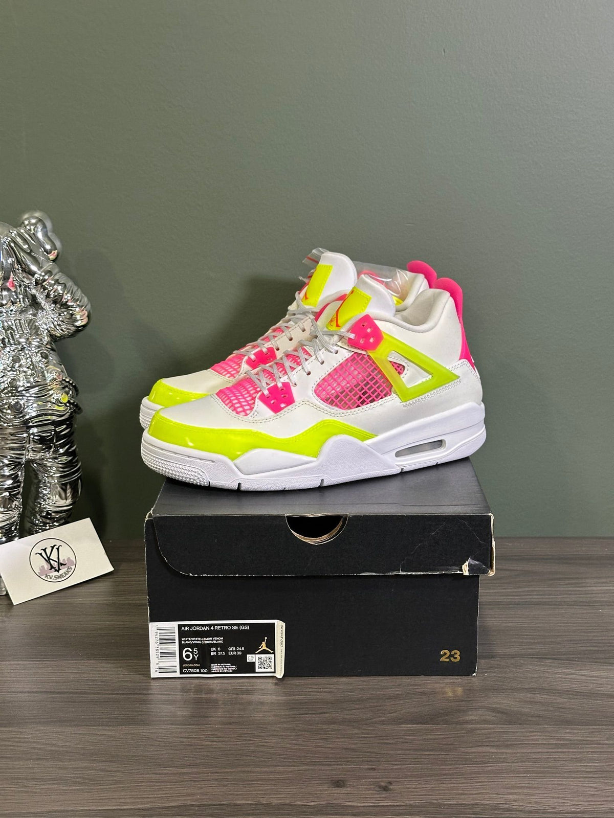 Jordan 4 Retro White Lemon Pink (GS)
