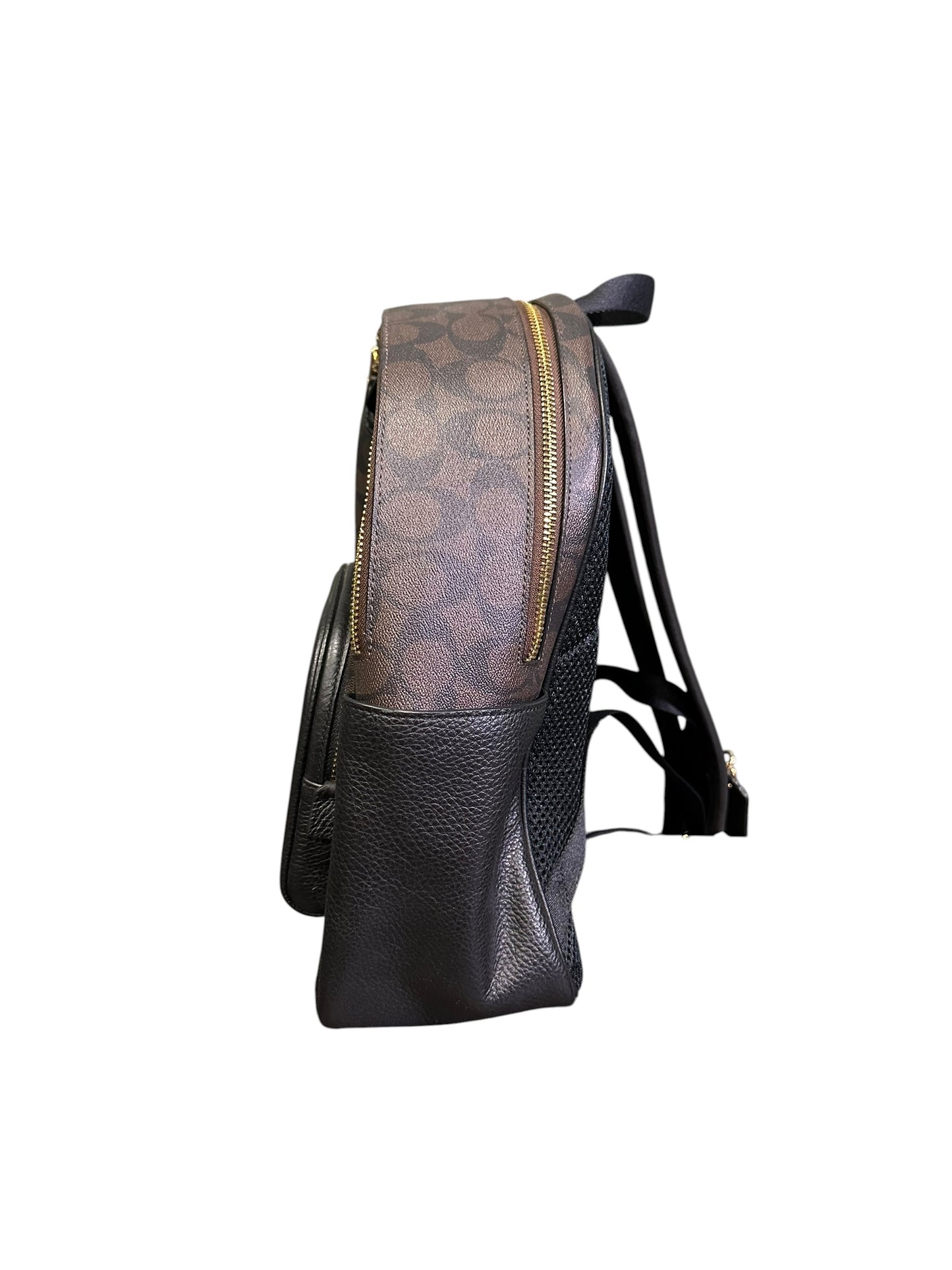 COACH COURT BACKPACK SIGNATURE CANVAS BROWN BLACK