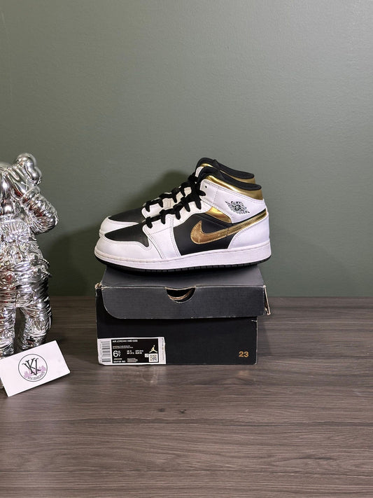 Jordan 1 Mid White Gold Black (GS)