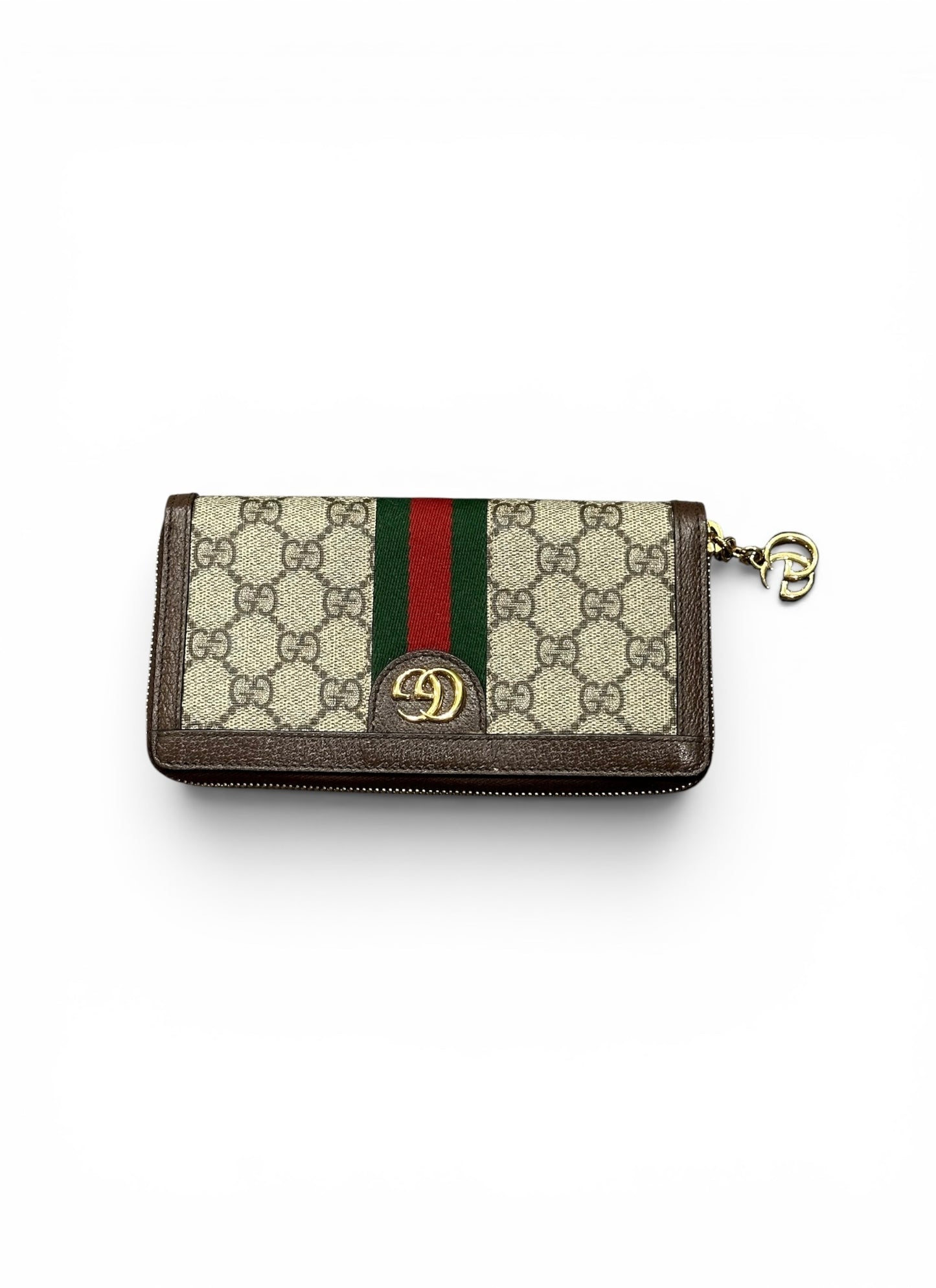 GUCCI SUPREME CANVAS SIGNATURE WEB ZIP WALLET