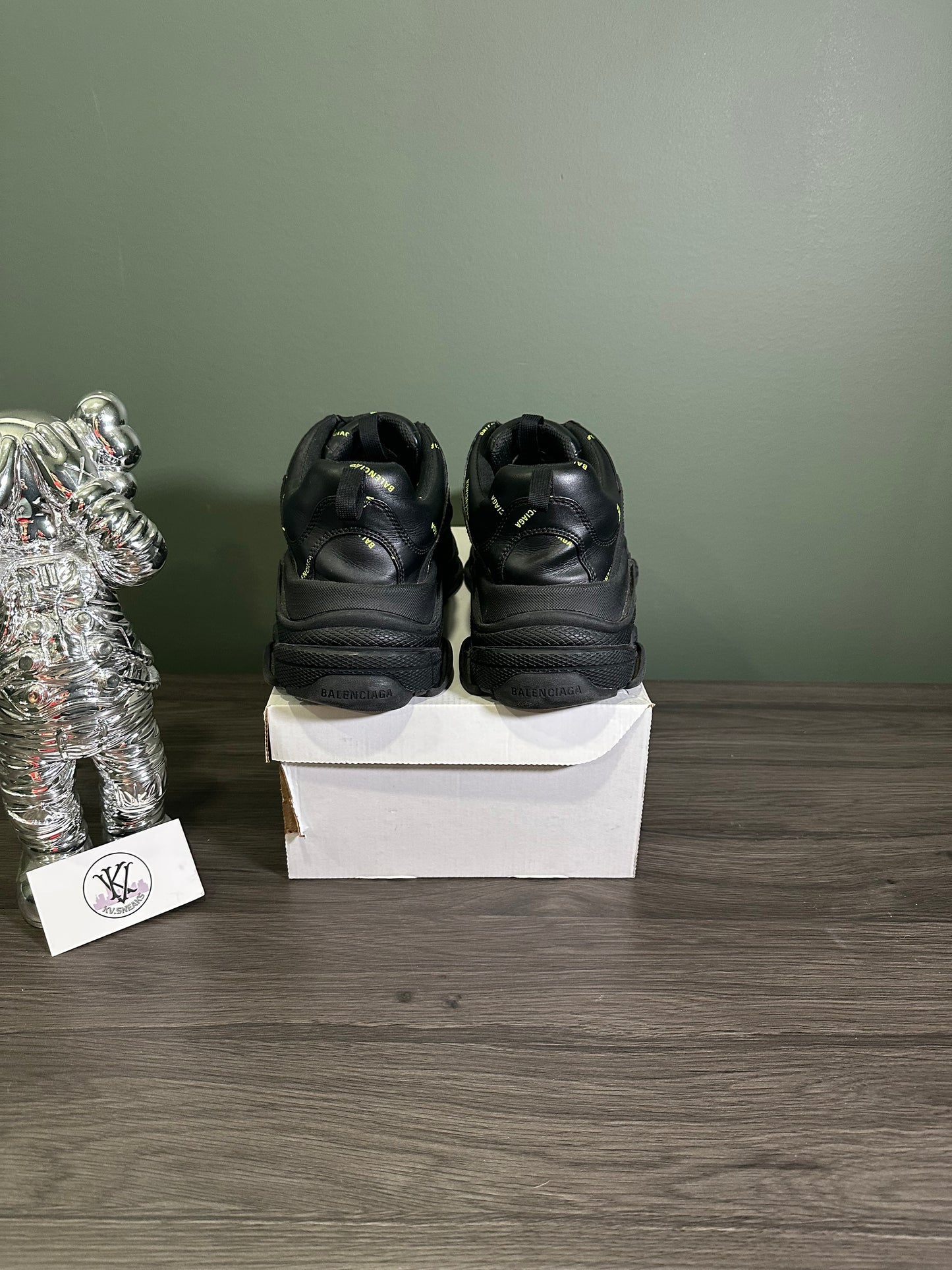 Balenciaga Triple S Allover Logo Black Green