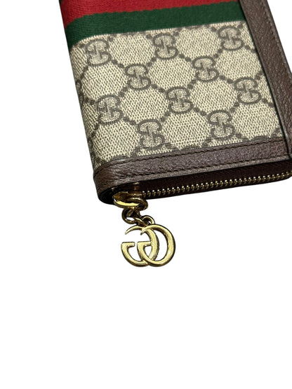 GUCCI SUPREME CANVAS SIGNATURE WEB ZIP WALLET
