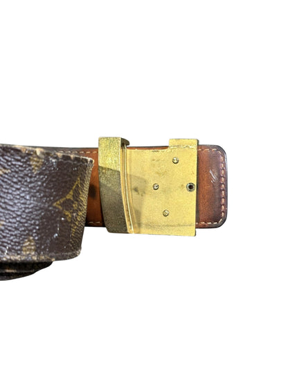LOUIS VUITTON INITIALES LEATHER BELT BROWN