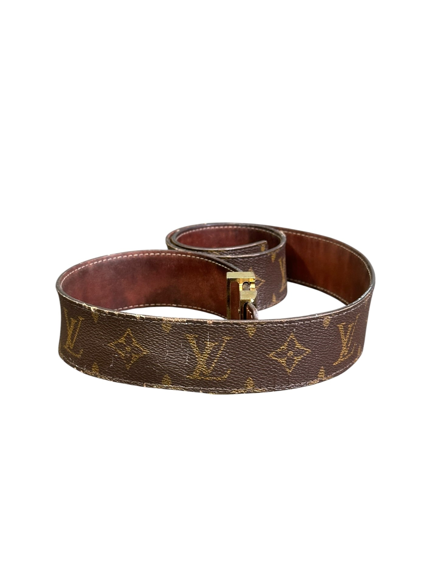 LOUIS VUITTON INITIALES LEATHER BELT BROWN