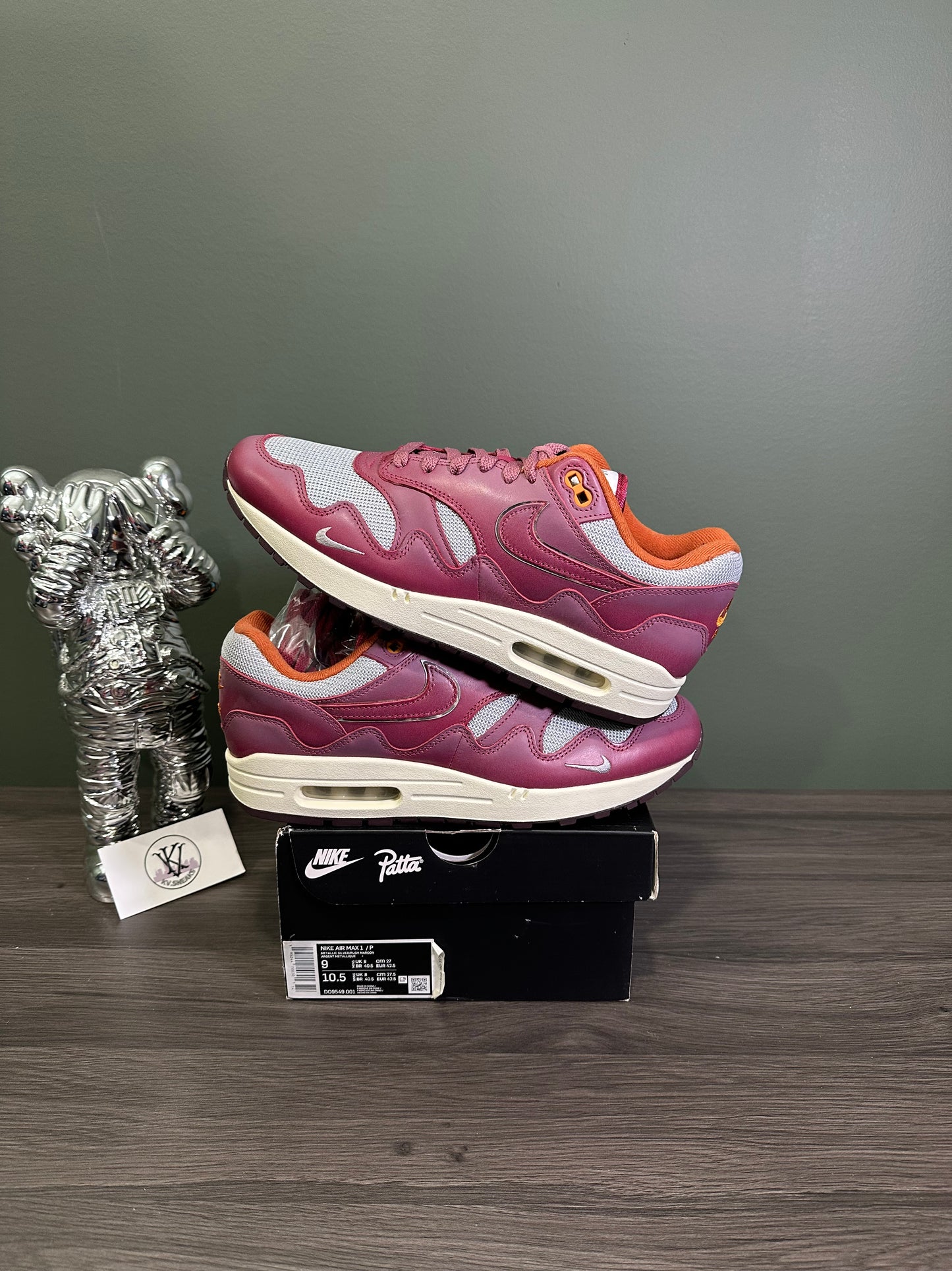 Air Max 1 Patta Waves Rush Maroon (with Bracelet)