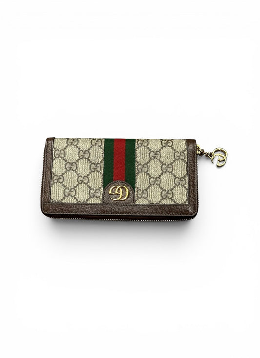 GUCCI SUPREME CANVAS SIGNATURE WEB ZIP WALLET