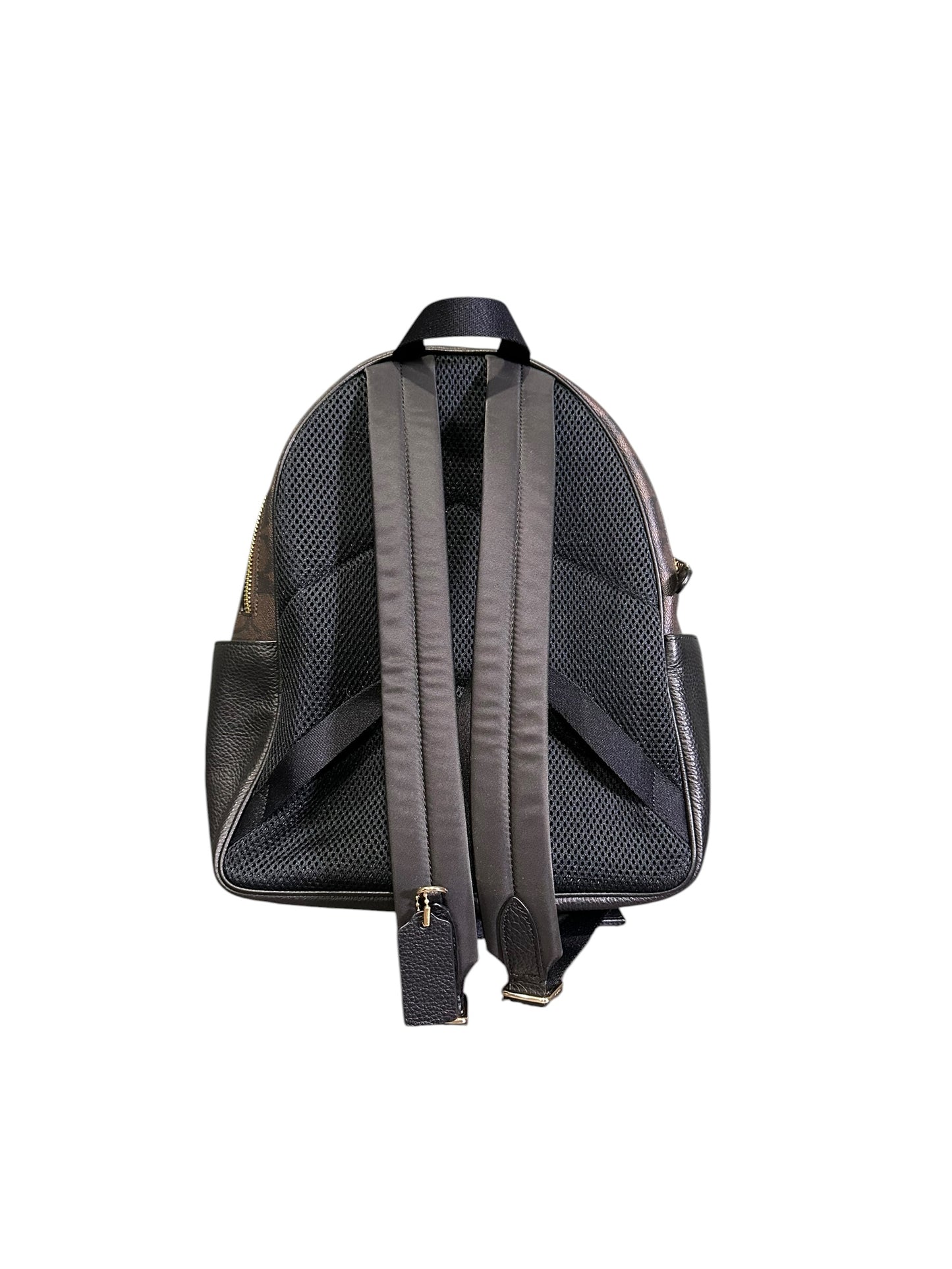 COACH COURT BACKPACK SIGNATURE CANVAS BROWN BLACK