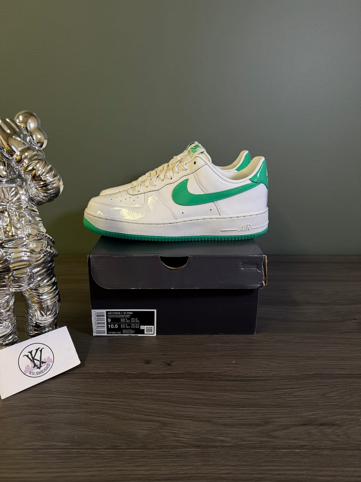 Nike Air Force 1 Low '07 Patent Platinum Tint Stadium Green