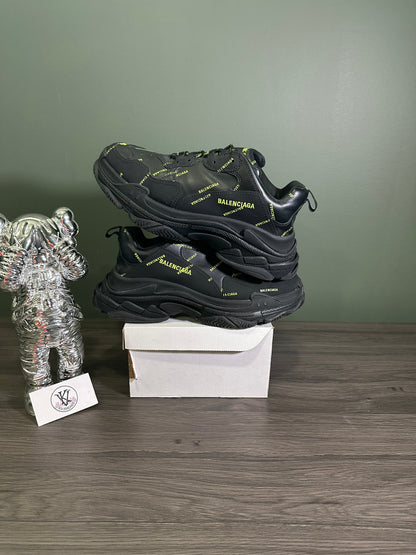 Balenciaga Triple S Allover Logo Black Green