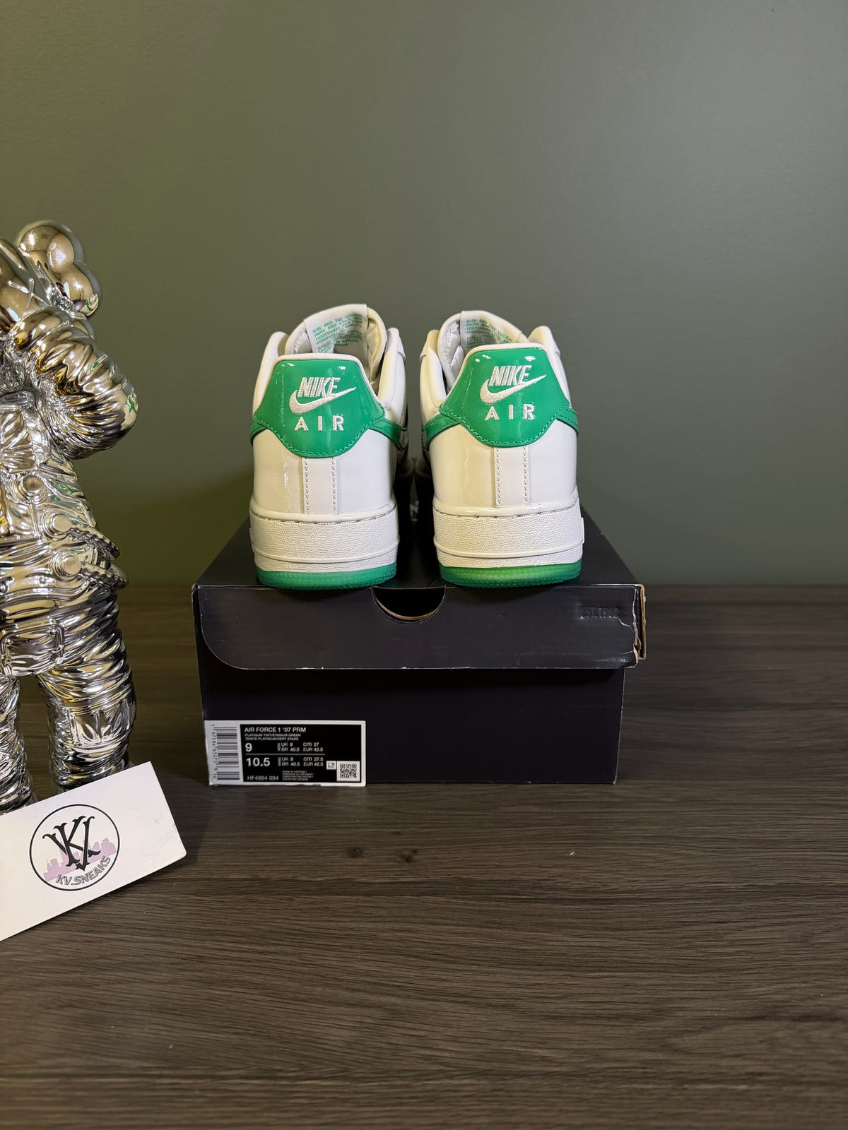 Nike Air Force 1 Low '07 Patent Platinum Tint Stadium Green