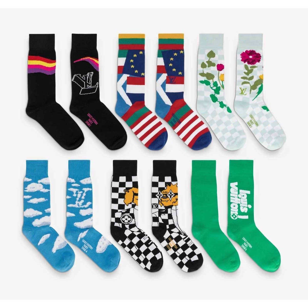 LOUIS VUITTON ARCHIVE 6 SOCKS SET MONOGRAM CLEAR PLEXIGLASS BOX