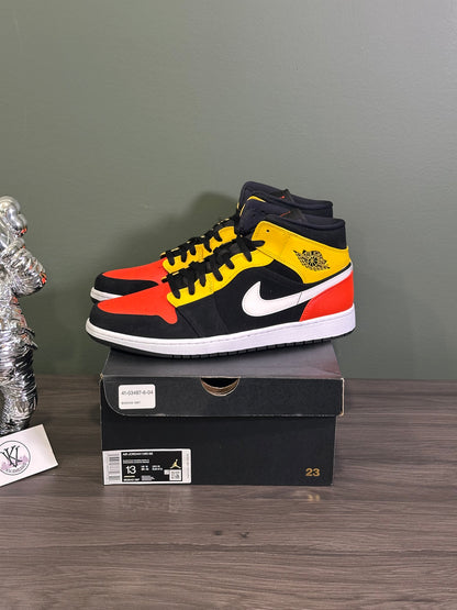 Jordan 1 Mid Black Amarillo Orange