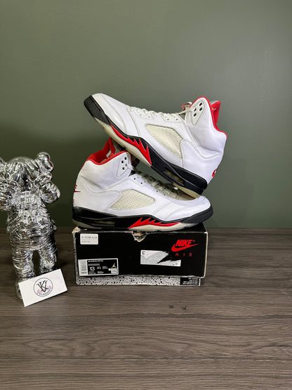 Jordan 5 Fire Red Silver Tongue