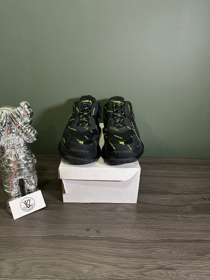 Balenciaga Triple S Allover Logo Black Green