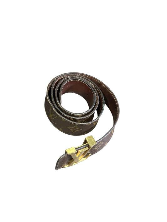 LOUIS VUITTON INITIALES LEATHER BELT BROWN