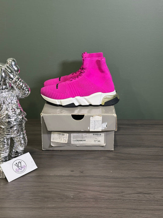 BALENCIAGA SPEED LACE UP MAGENTA CLEAR SOLE