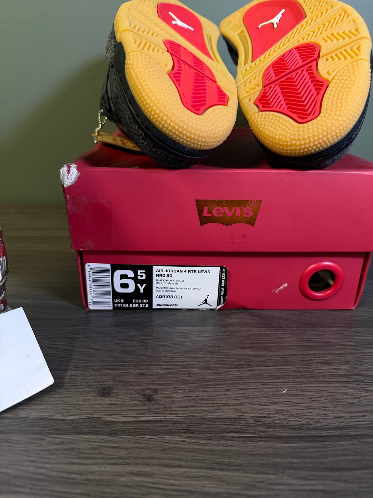 Jordan 4 Retro Levi's Black (GS) (Blank Tag)