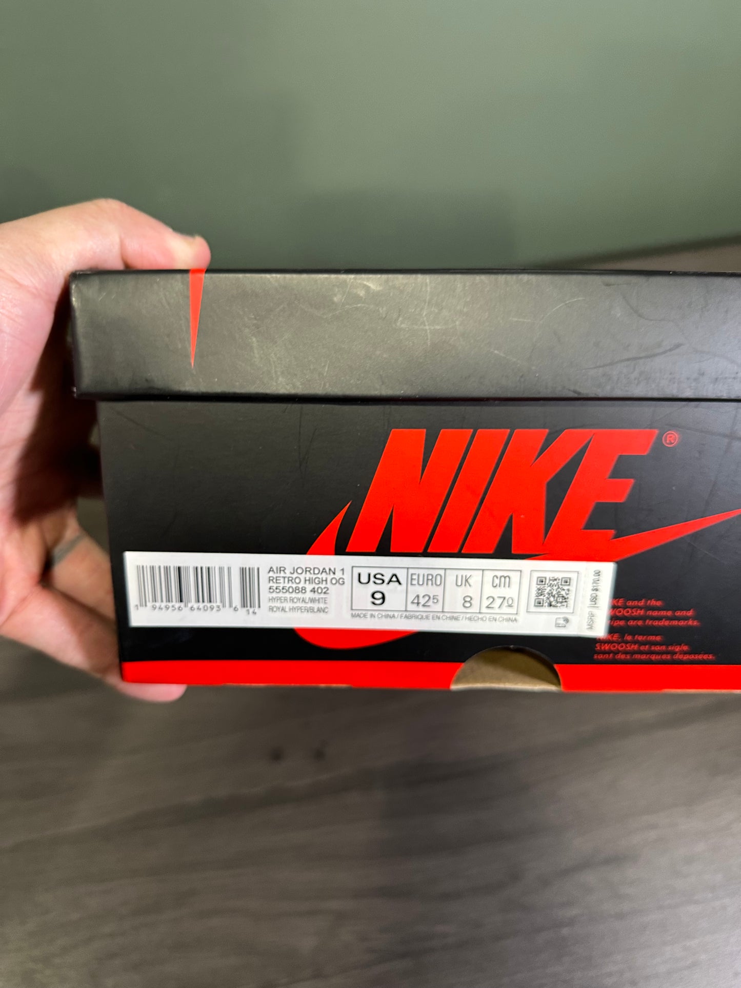 Jordan 1 High Hyper Royal Smoke Grey