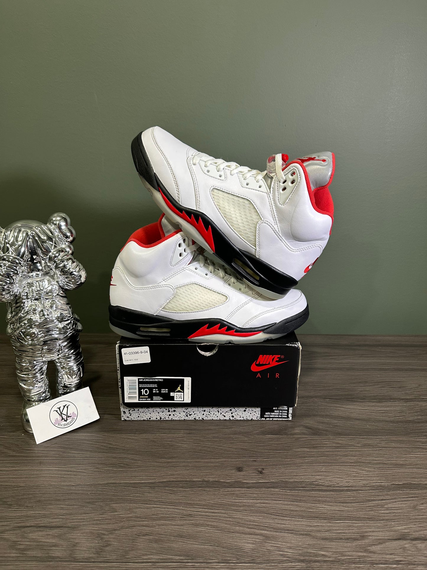 Jordan 5 Fire Red Silver Tongue