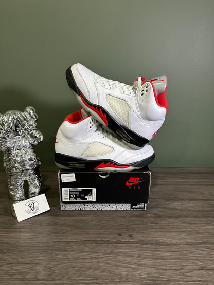 Jordan 5 Fire Red Silver Tongue