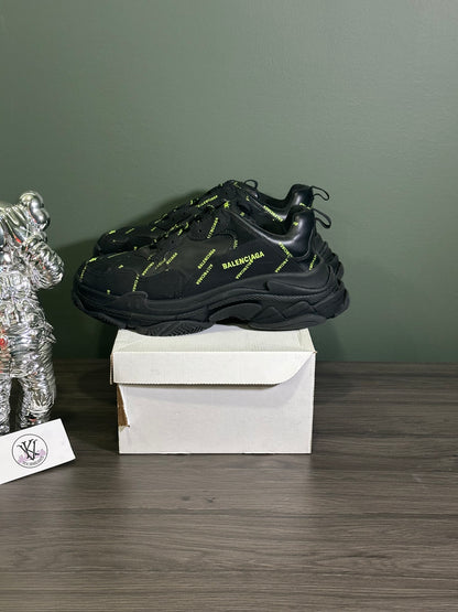 Balenciaga Triple S Allover Logo Black Green