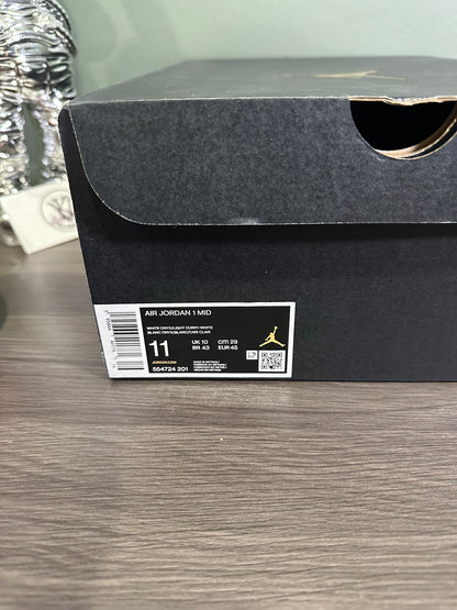 Jordan 1 Mid Light Curry Cardinal