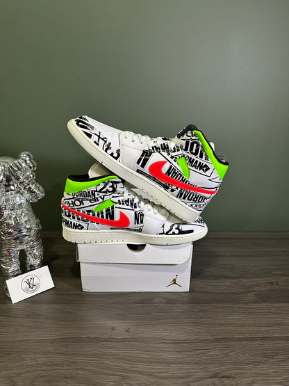 Jordan 1 Mid All Over Logos