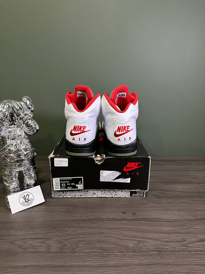 Jordan 5 Fire Red Silver Tongue
