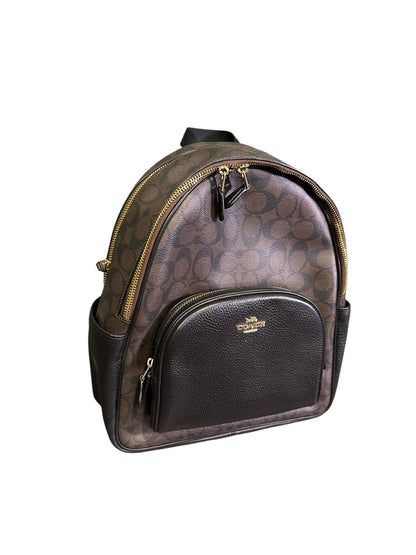 COACH COURT BACKPACK SIGNATURE CANVAS BROWN BLACK