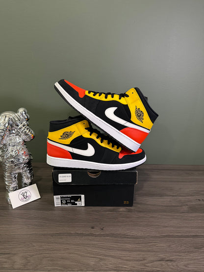 Jordan 1 Mid Black Amarillo Orange