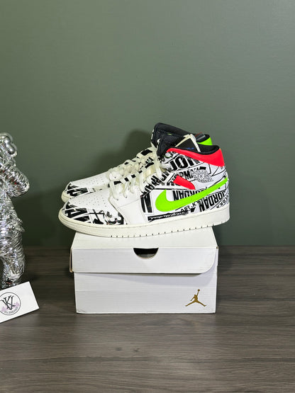 Jordan 1 Mid All Over Logos