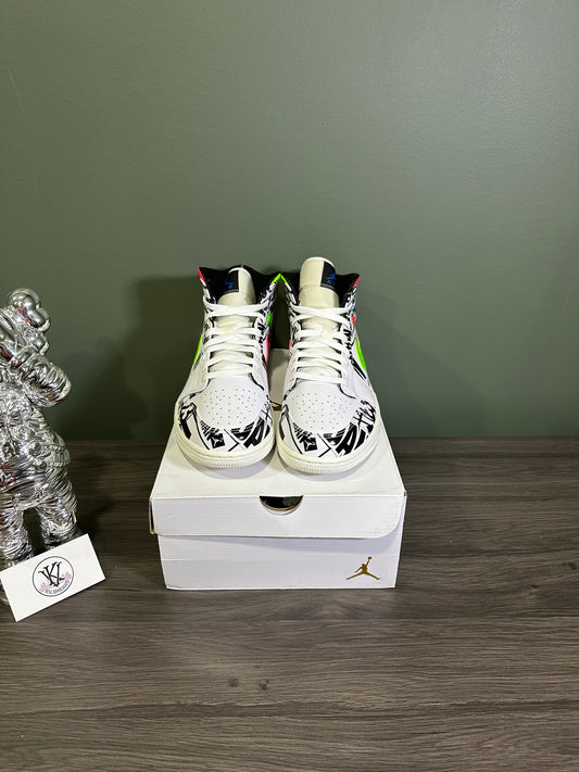Jordan 1 Mid All Over Logos