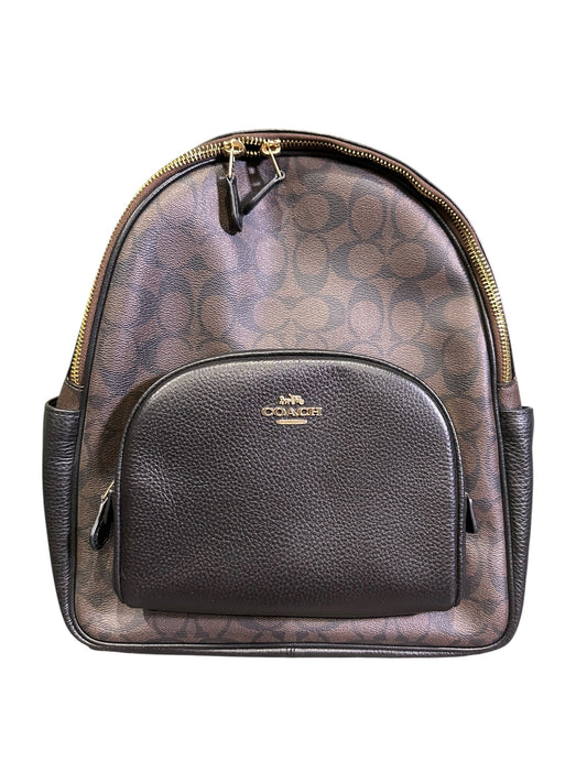 COACH COURT BACKPACK SIGNATURE CANVAS BROWN BLACK