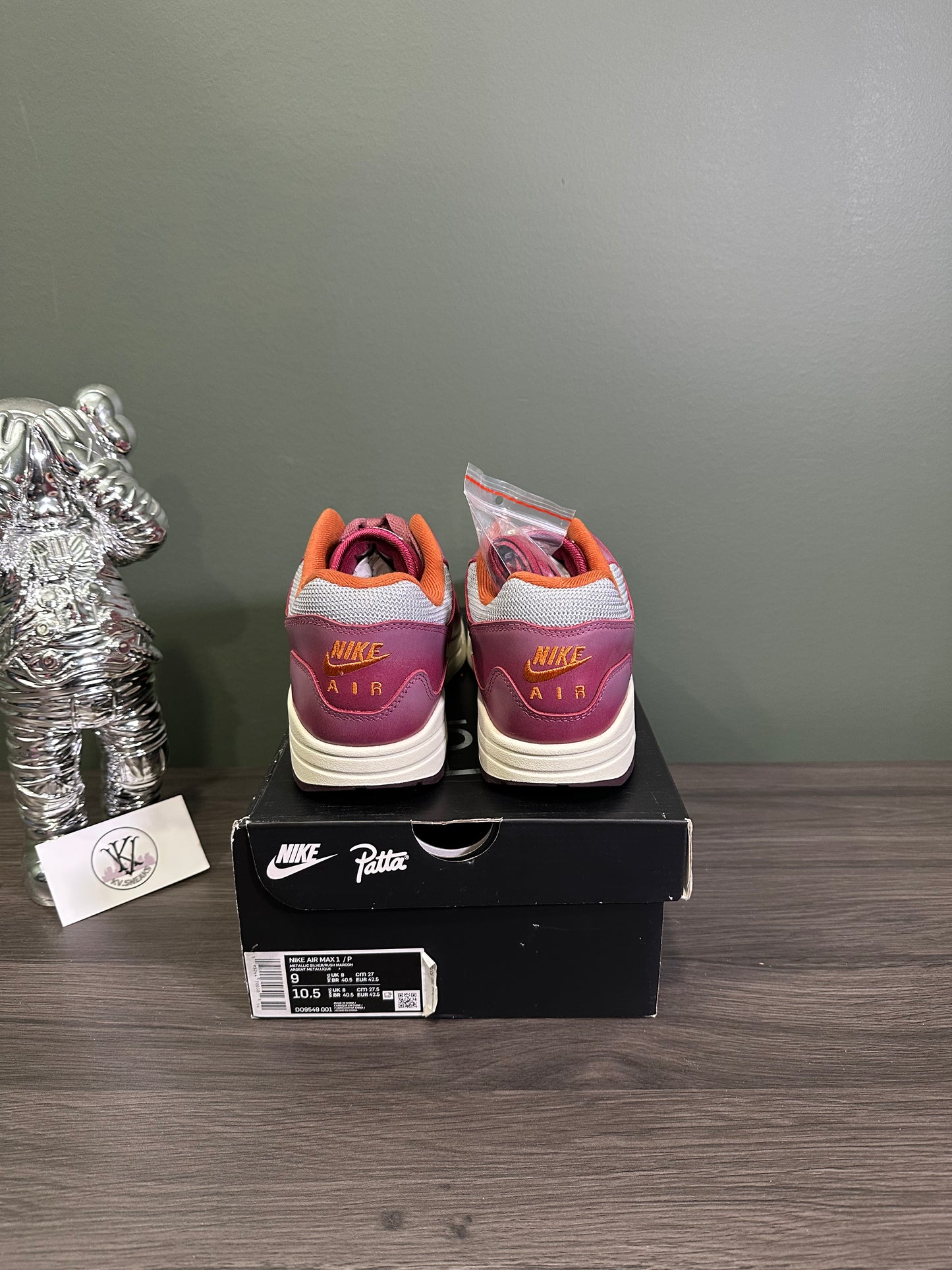 Air Max 1 Patta Waves Rush Maroon (with Bracelet)