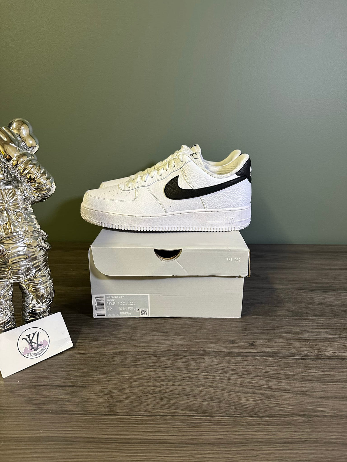 Nike Air Force 1 Low '07 White Black Pebbled Leather