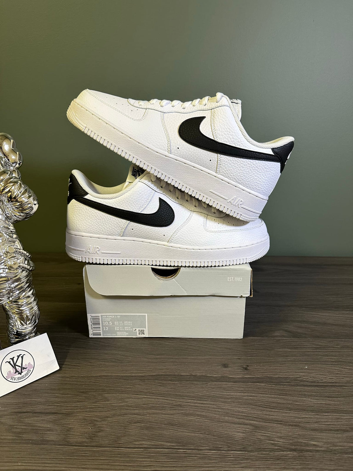 Nike Air Force 1 Low '07 White Black Pebbled Leather