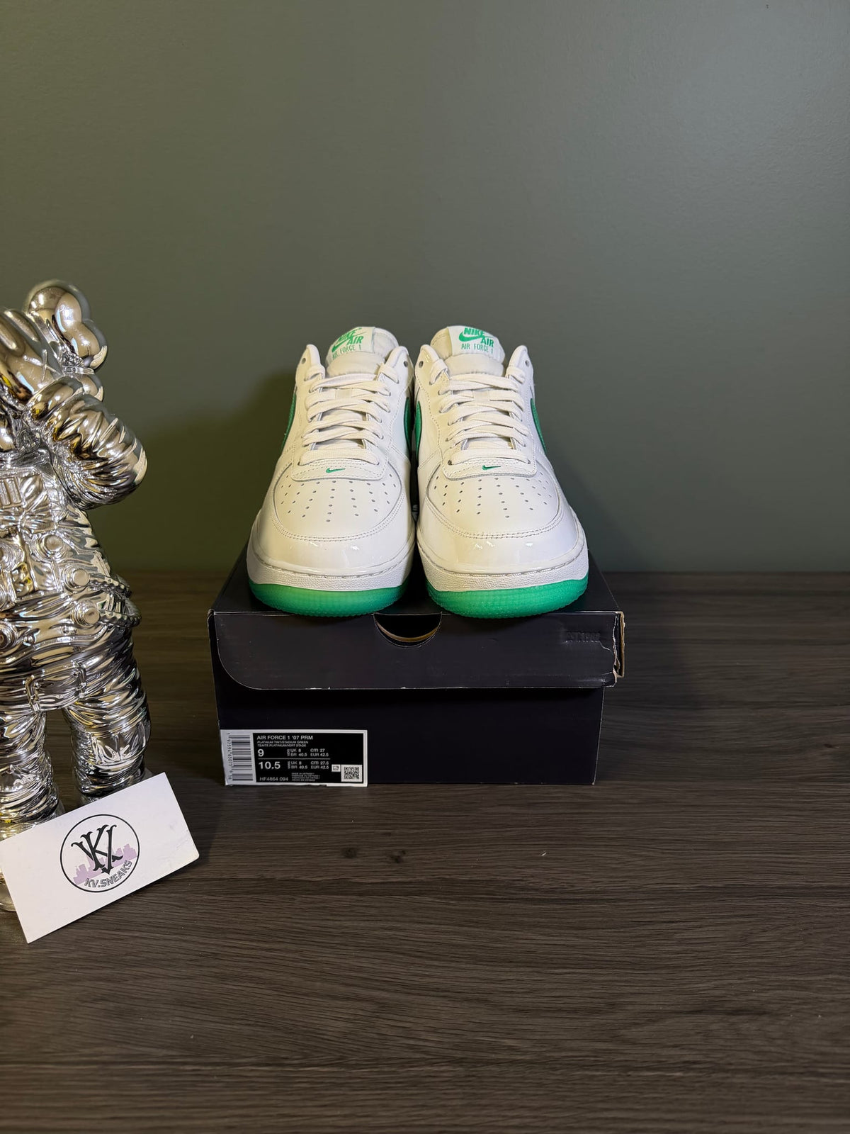 Nike Air Force 1 Low '07 Patent Platinum Tint Stadium Green